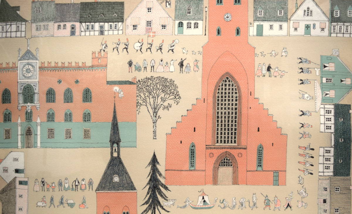 真作保証】安野光雅「オーデンセ（デンマークシリーズ）」リトグラフ