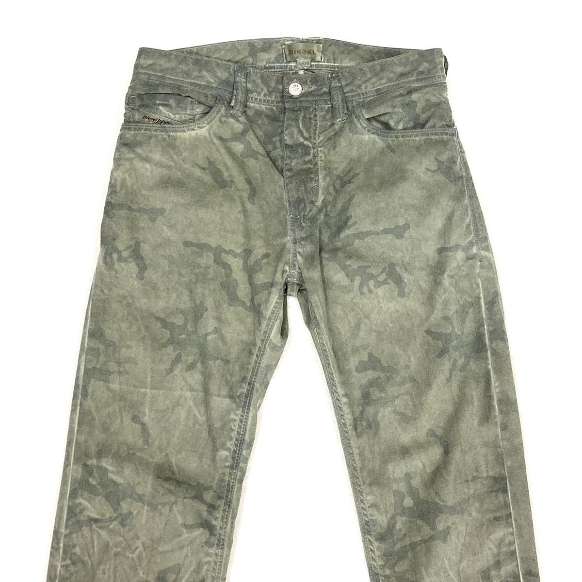 Q835 DIESEL ディーゼル 正規品 迷彩 カモフラ カーゴ パンツ チノパン パンツ メンズ グリーン 緑 28!!