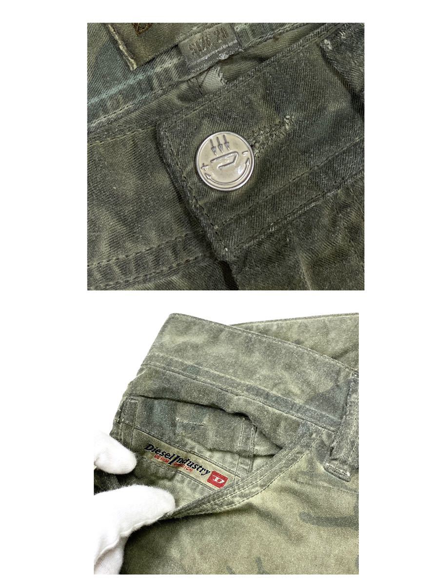 Q835 DIESEL ディーゼル 正規品 迷彩 カモフラ カーゴ パンツ チノパン パンツ メンズ グリーン 緑 28!!