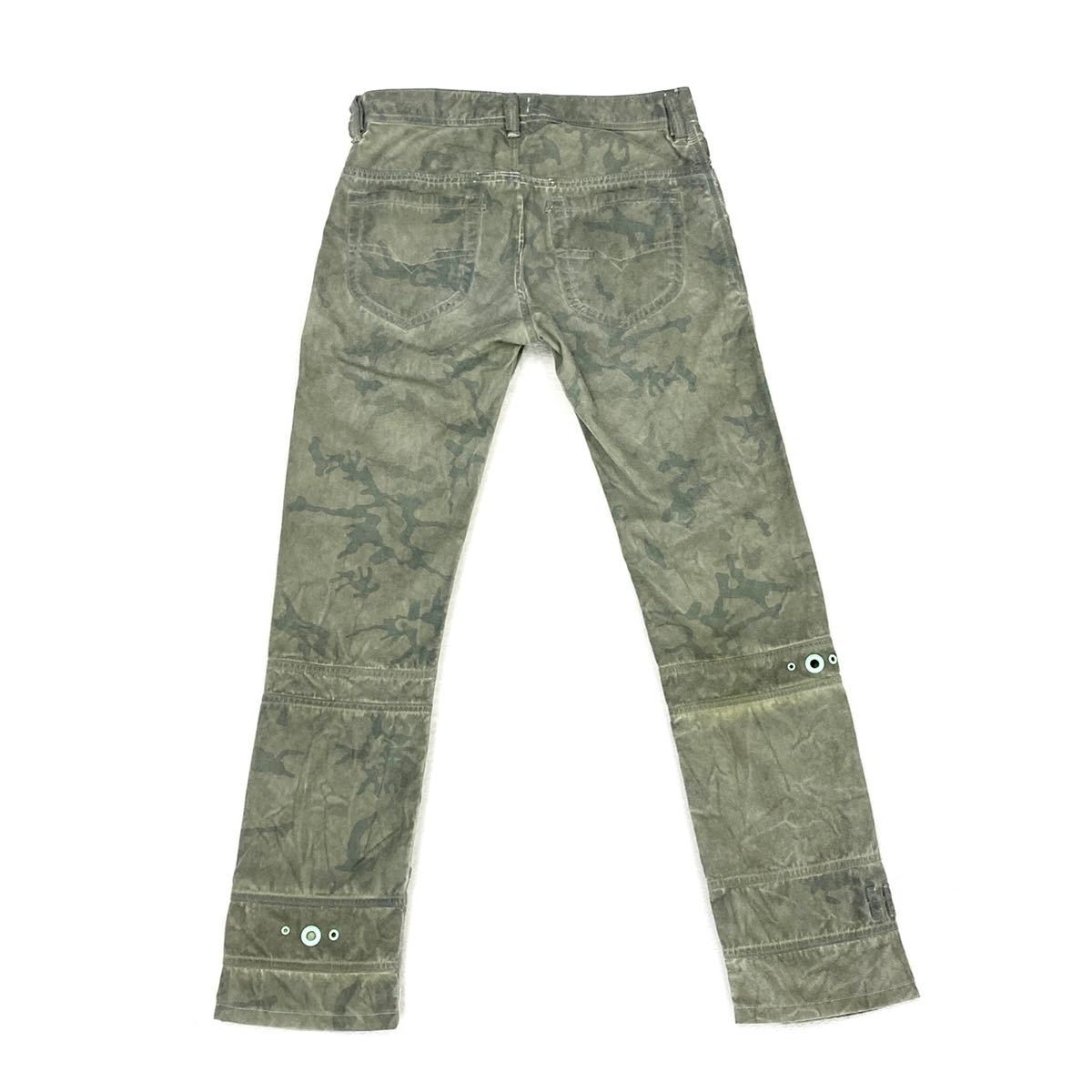Q835 DIESEL ディーゼル 正規品 迷彩 カモフラ カーゴ パンツ チノパン パンツ メンズ グリーン 緑 28!!