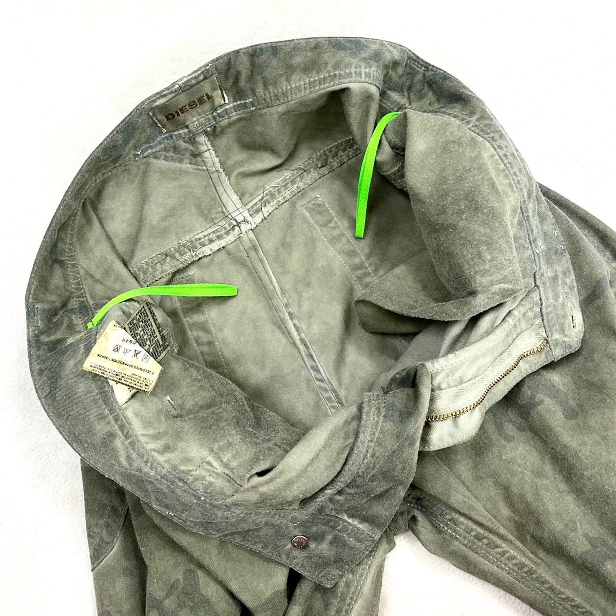 Q835 DIESEL ディーゼル 正規品 迷彩 カモフラ カーゴ パンツ チノパン パンツ メンズ グリーン 緑 28!!