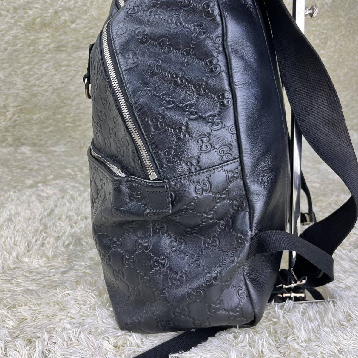 1円 GUCCI グッチ リュック バックパック シマ レザーGG シェリー