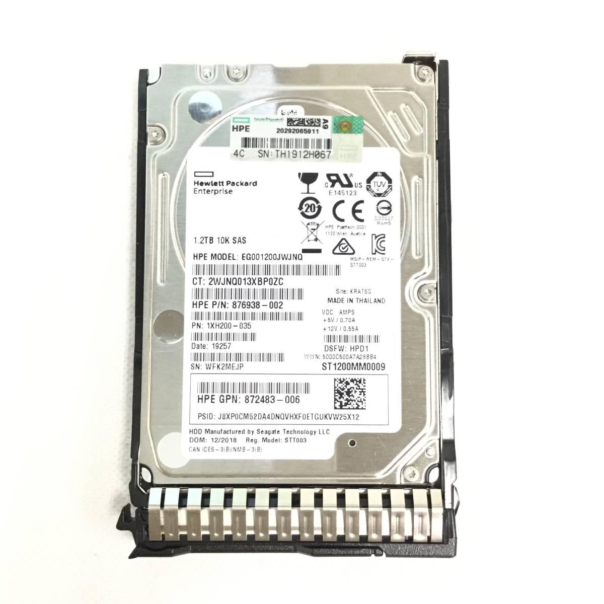 S4082698 HP 1.2TB SAS 10K HDD 2.5インチ G8マウンタ 1点【中古動作品】