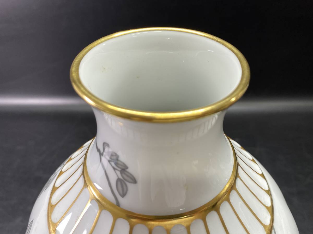 大倉陶園 花瓶 花器 フラワーベース 金蝕 カトレア 箱付き 大倉陶