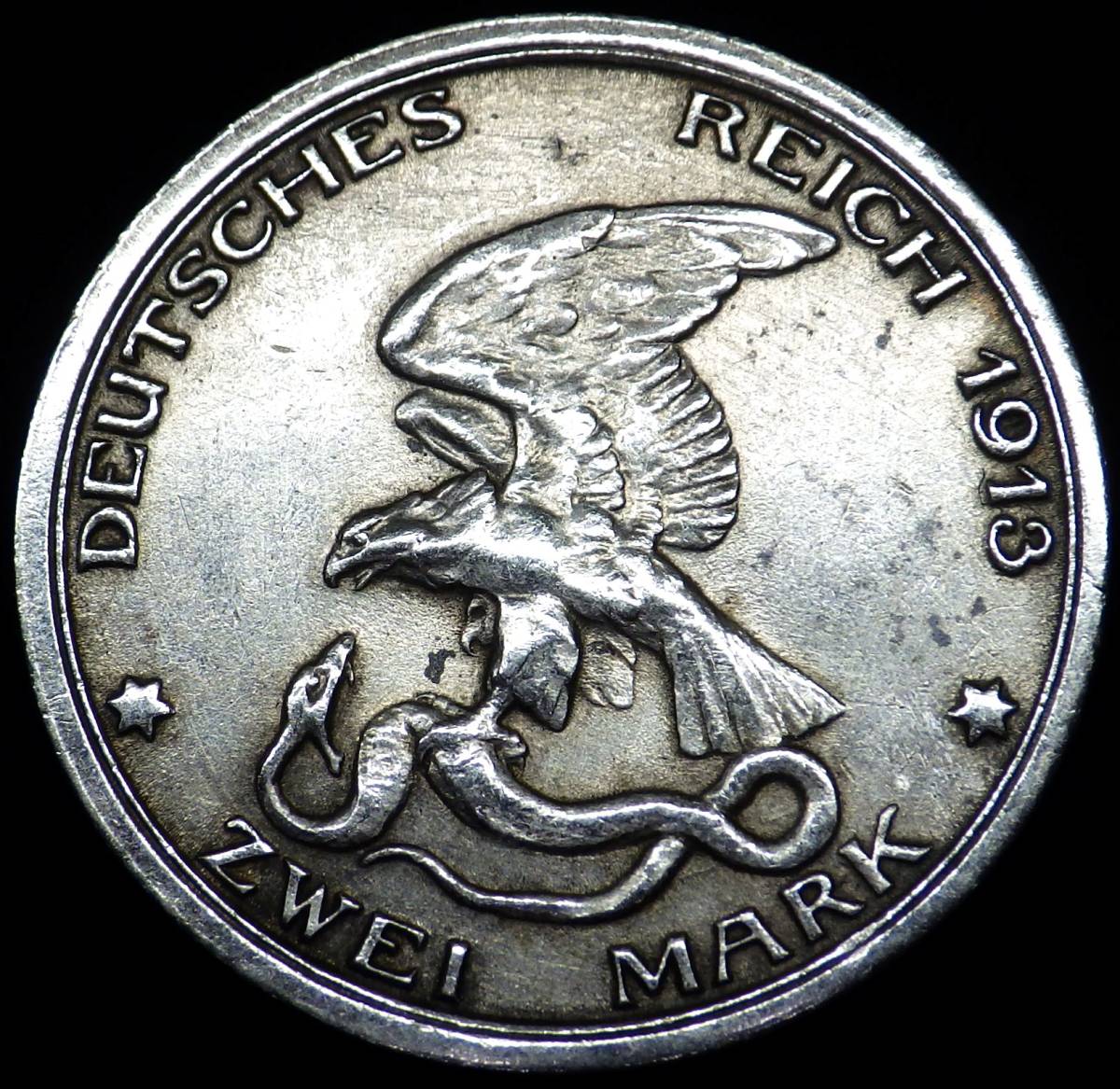 1913年 ドイツ プロイセン王国発行 ドイツ帝国 2マルク銀貨