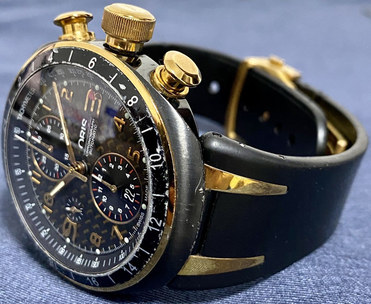 1円〜 Y バルジュー7750搭載 ORIS オリス TT3 クロノグラフ GMT 7590 