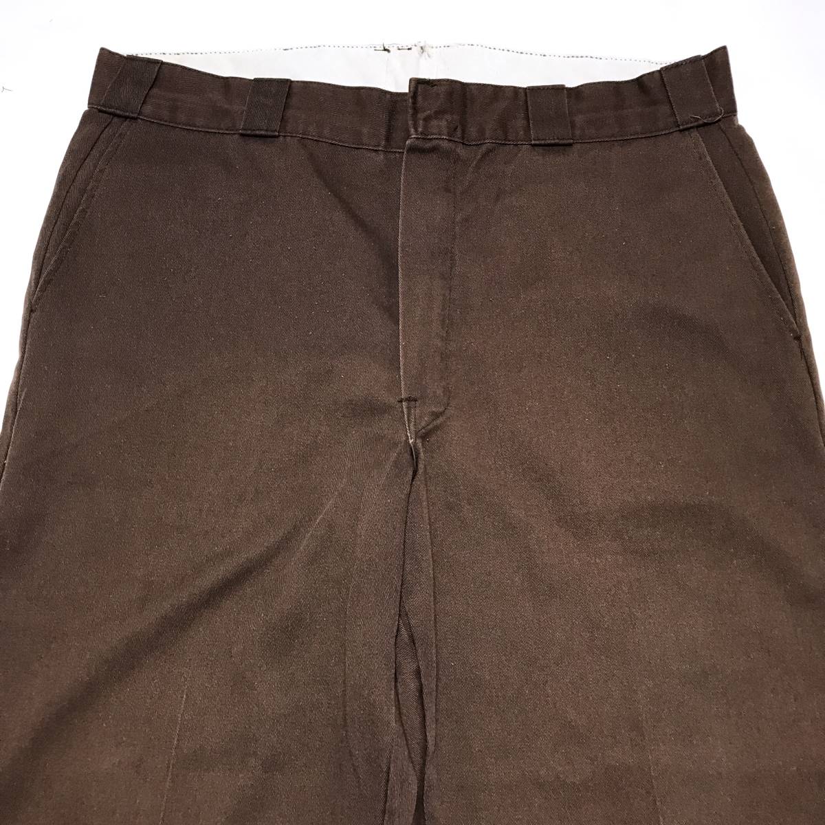 送料無料 70s Vintage Dickies ディッキーズ ワークパンツ 37x29 MADE IN USA ブラウン系 チノパン ヴィンテージ USED アメリカ古着 #d-082