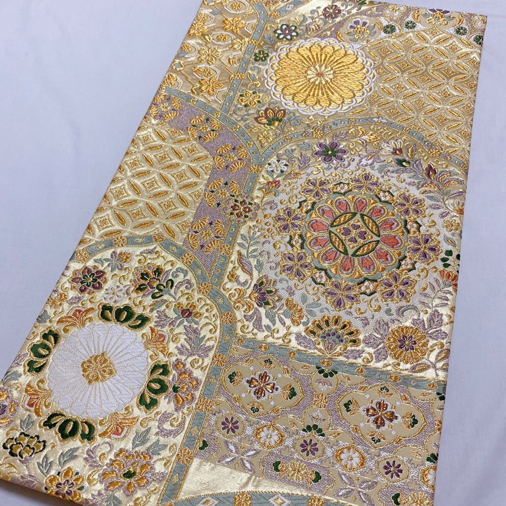 【定番，低価】 着物月花 本金九百錦 唐織 艶やかな華文様の袋帯 六通柄 正絹 金銀糸(仕立て上がり)｜売買されたオークション情報、yahooの商品情報をアーカイブ公開 - オークファン 仕立て上がり