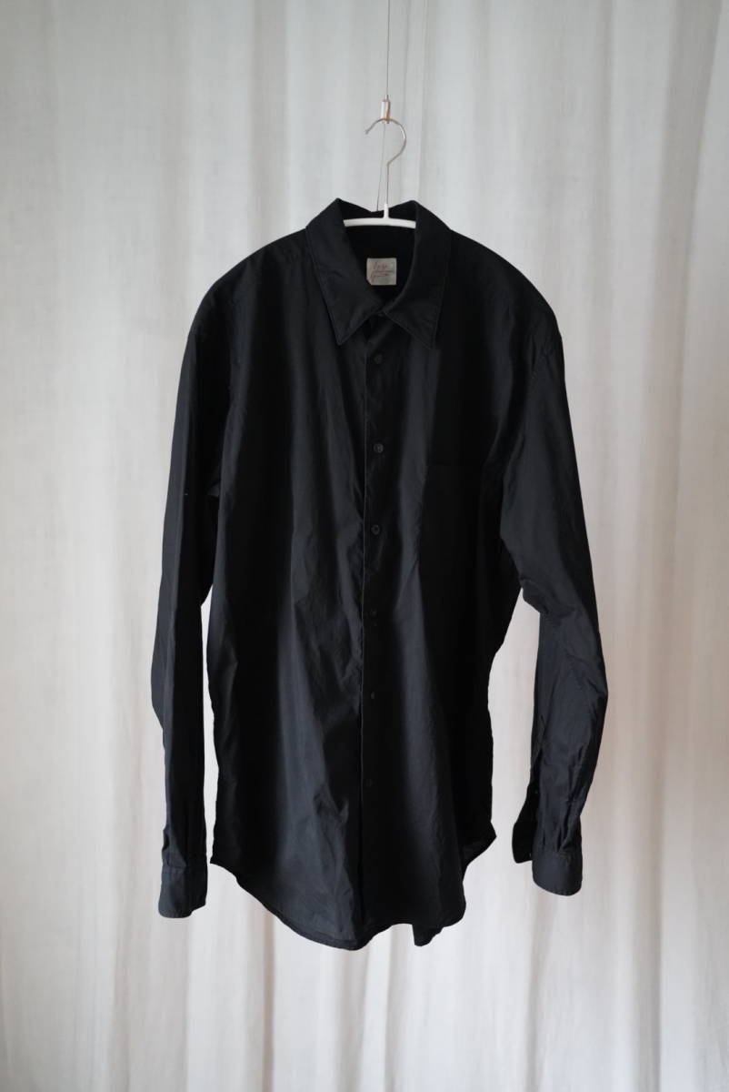 Yohji Yamamoto ヨウジヤマモト 黒シャツ ブラックメンズコットンシャツ COSTUME D’HOMME(ヨウジヤマモト コスチュームドオム)