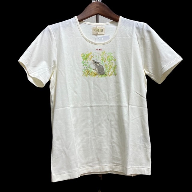 #spc ピンクハウス PINKHOUSE Tシャツ カットソー M オフホワイト ねずみ 半袖 レディース [762096]