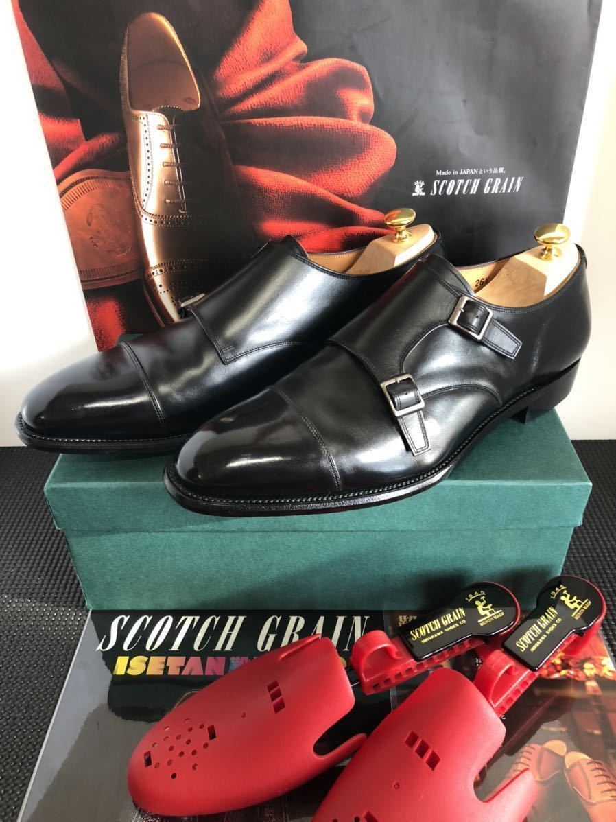 美品】 SCOTCH GRAIN 910 オデッサ ダブルモンク ブラック 26.5cm