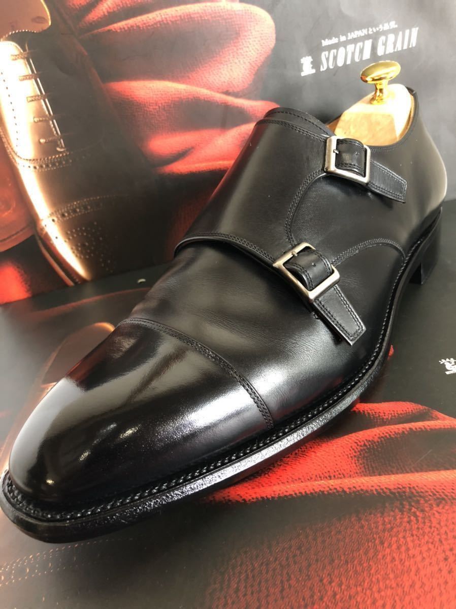 美品】 SCOTCH GRAIN 910 オデッサ ダブルモンク ブラック 26.5cm