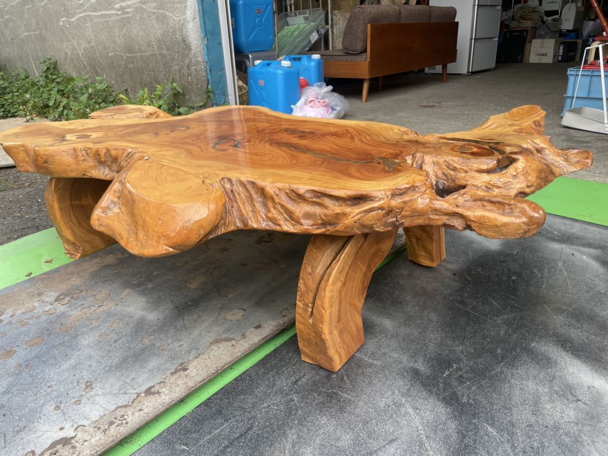 屋久杉 一枚板 木製 テーブル 座卓 和風 和室 中古 ◎【高級品】屋久杉? 一枚板 テーブル/座卓 幅約160x70x36cm ヤクスギ
