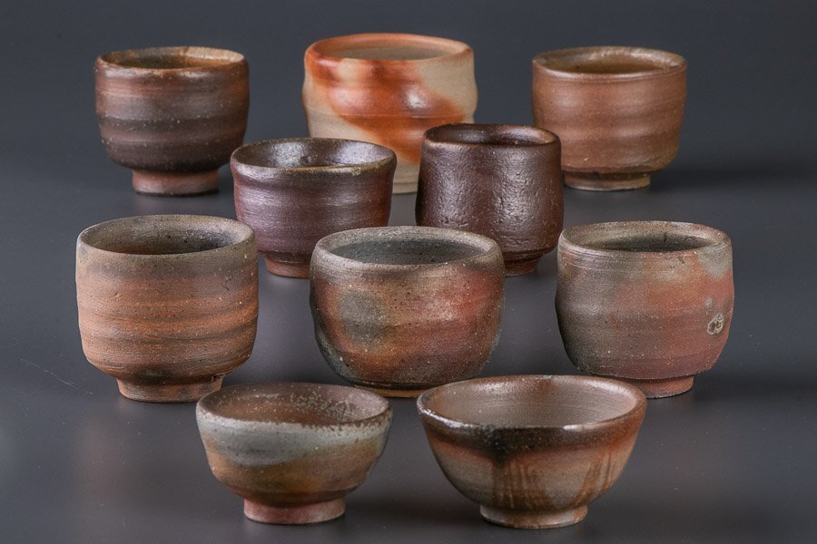 ☆中古品☆備前焼 セットまとめ売り 共箱 茶器 湯呑 壷 花瓶 ぐい呑み