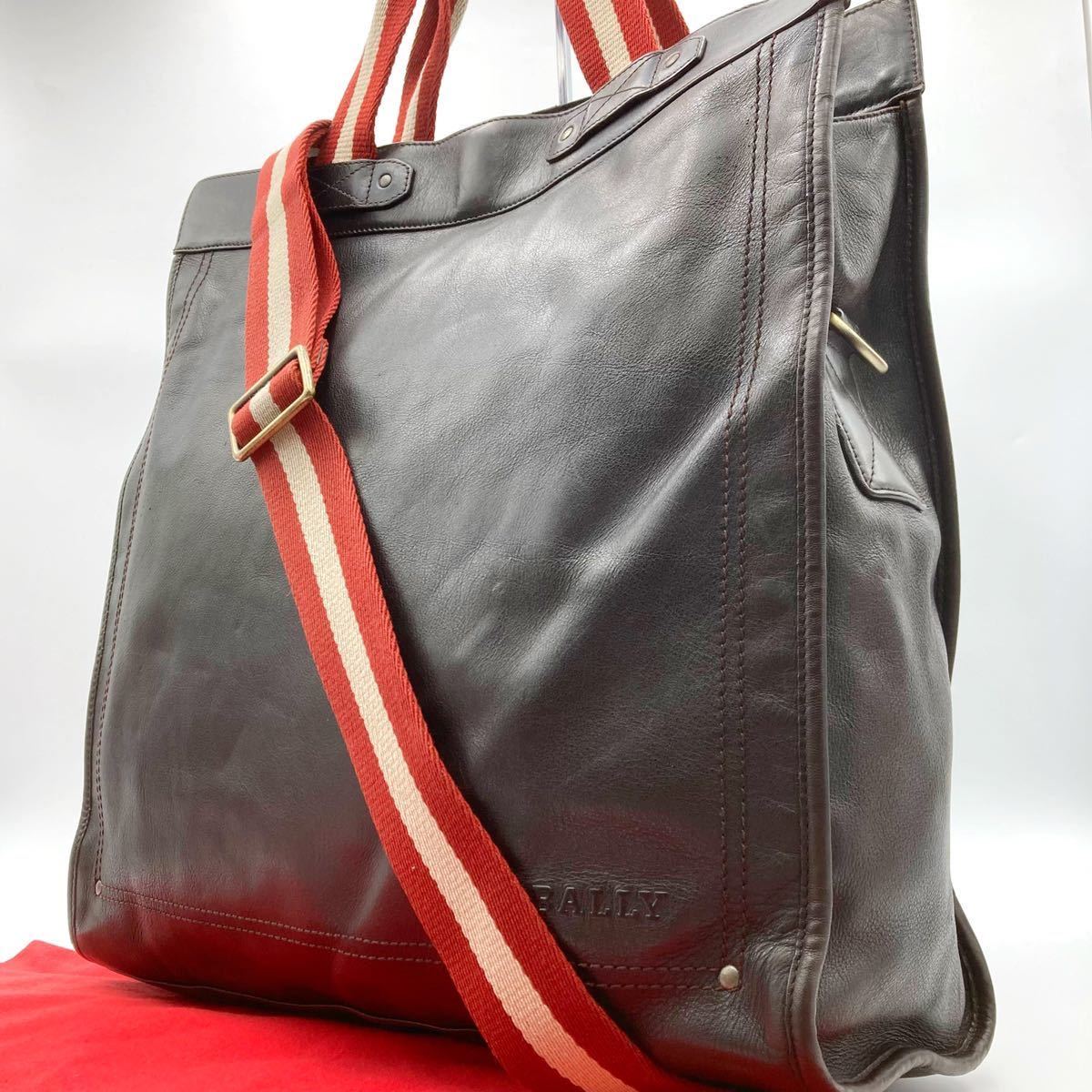 1円 ■美品■ BALLY バリー 2way ショルダーバッグ ハンドバッグ オールレザー 牛革 ブラウン トレスポ メンズ 大容量 A4収納可能