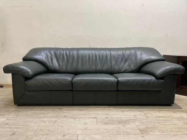 美品！カリモク domani 最高級総革ソファ 約70万円 エクセルライフ 3人 