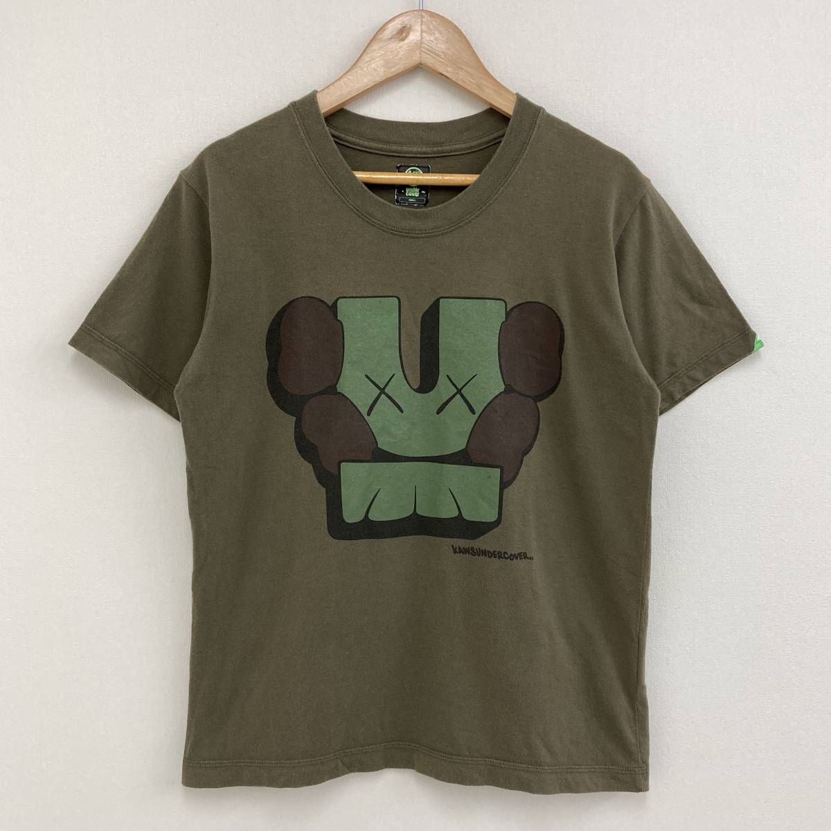 初期 レア UNDERCOVER KAWS 00ss スカル Uロゴ Tシャツ カーキ Sサイズ 