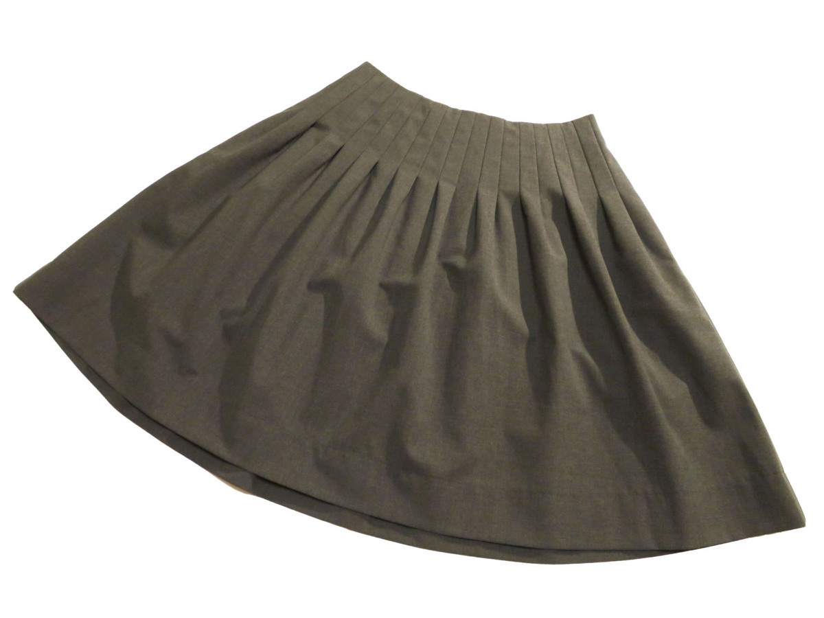 ☆美品☆FOXEY NEW YORKフォクシー/リトルタックスカート定価4.3万円：40/灰茶nh180