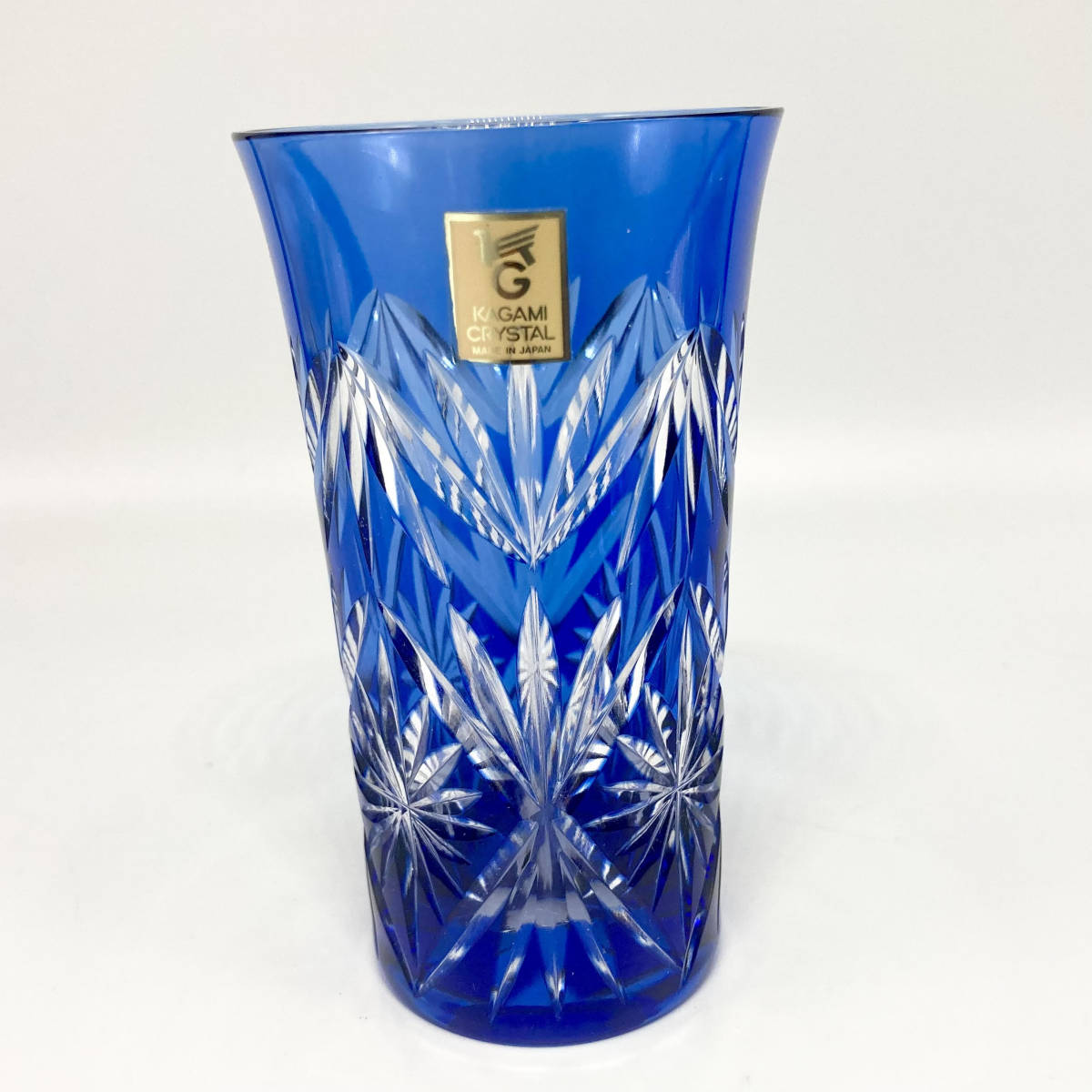 手作りクリスタル 浪漫切子 菱に菊 一口 ビールグラス ペア 共箱 酒器