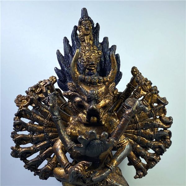 極上　置物　チベット　仏像　天然素材　アンティーク　和彫　置物　骨董　飾り物 金銅細工 チベット密教 大威徳明王造像高彫 鎮宅開運置物 極上質