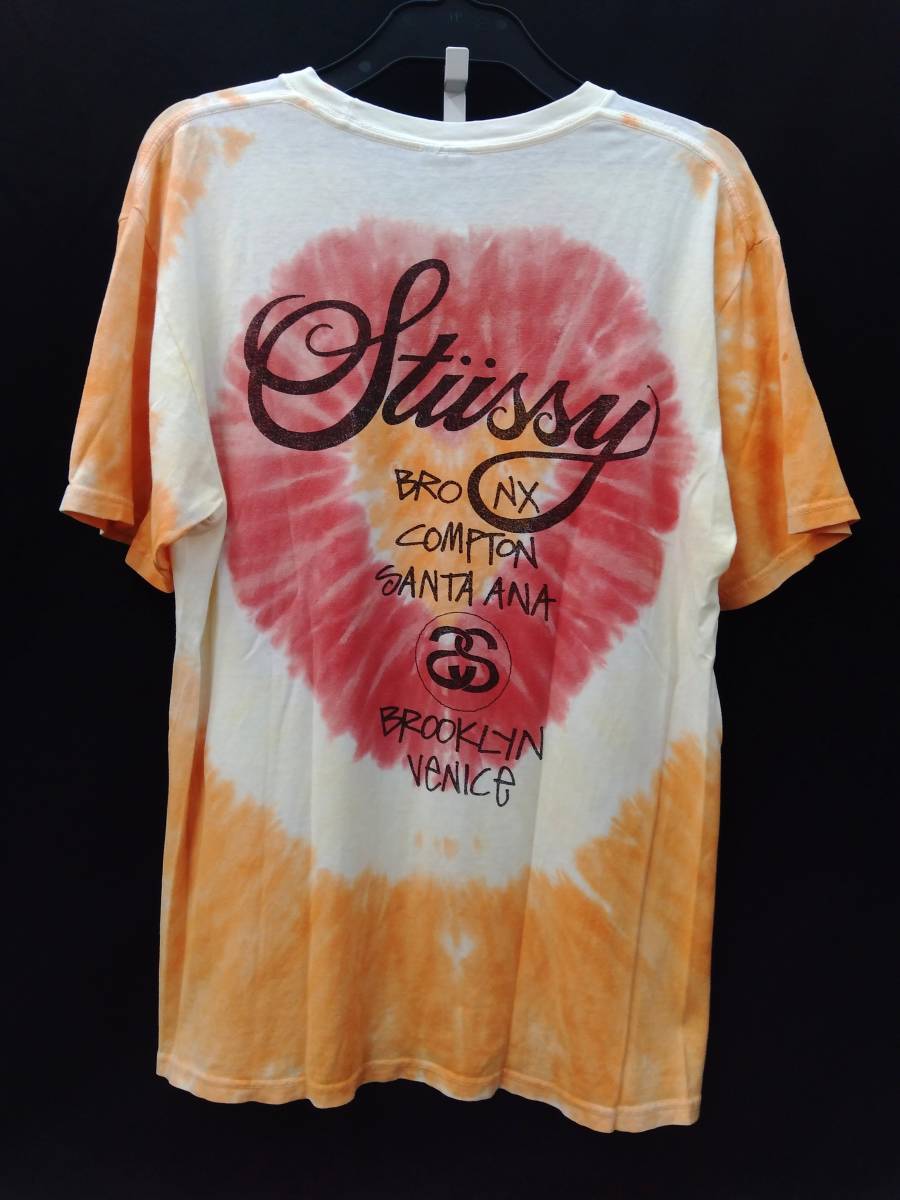 STUSSY ステューシー ワールドツアー メンズ 半袖Tシャツ オレンジ M 