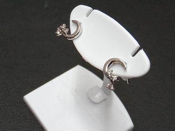 K10WG／K14WG】ホワイトゴールド ピアス 三日月 ダイヤモンド 0.06ct 