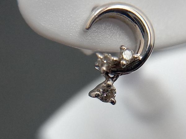 K10WG／K14WG】ホワイトゴールド ピアス 三日月 ダイヤモンド 0.06ct 