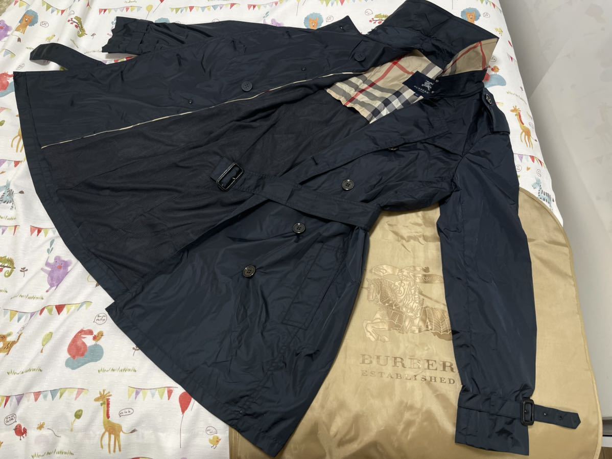  15万 級超 高年式 38 M Lナイロン ネイビー黒春夏BURBERRYバーバリーロンドン レディースロングダブルトレンチコート メッシュ(Mサイズ)｜売買されたオークション情報、yahooの商品情報をアーカ 女性用