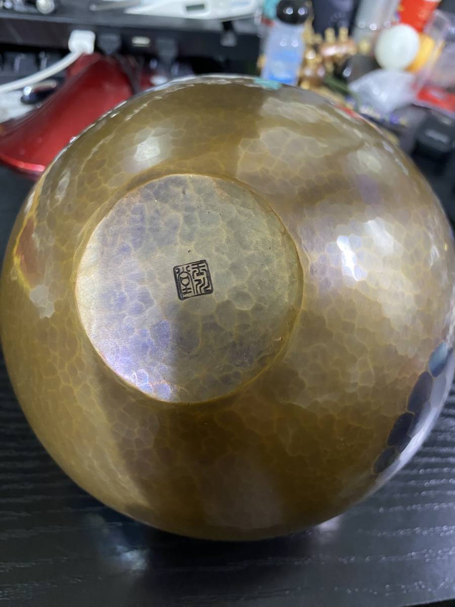 玉川堂「亀甲銅製花瓶」 鎚起銅器 花入 玉川堂「亀甲銅製花瓶」鎚起