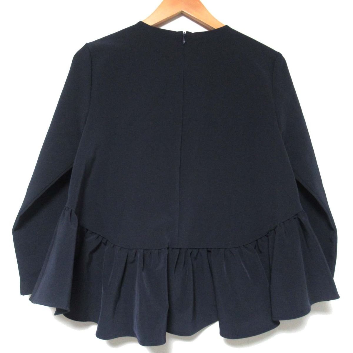 美品 19AW yori ヨリ 九分袖 ストレッチ プルオーバー フリル 