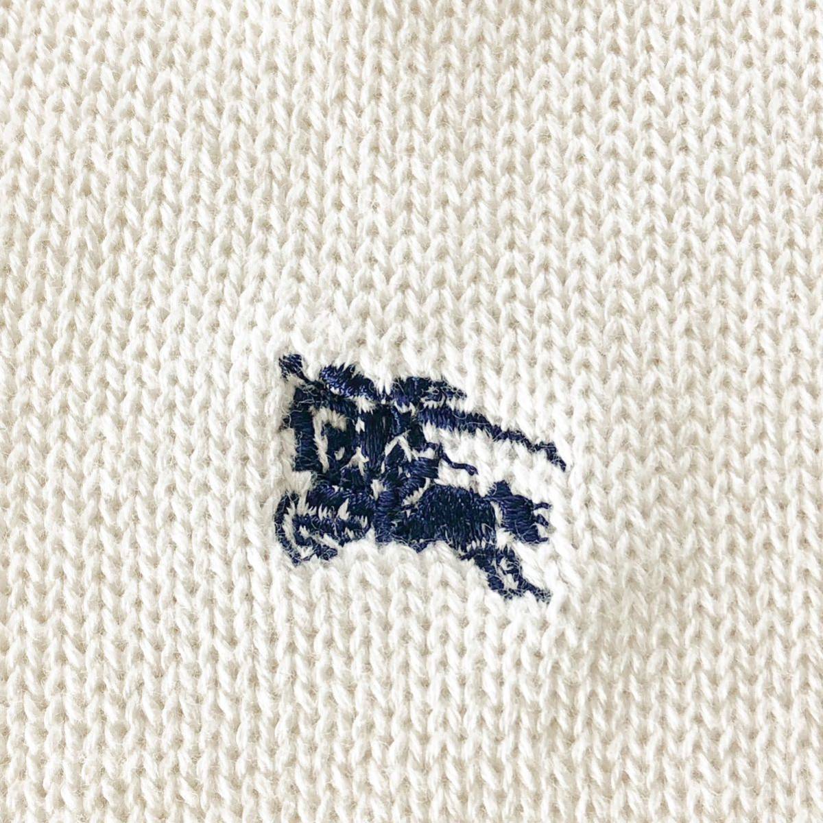 【送料無料】美品 バーバリー BURBERRY LONDON 男女160cm ホース刺繍 綿ニット ベスト オフ白×濃紺 フォーマル 発表会 通学 卒業式 BURBERRY LONDON バーバリー チェック柄 限定セール，お得 新品未使用バーバリーロンドンチェック柄の素敵なワンピース150㎝