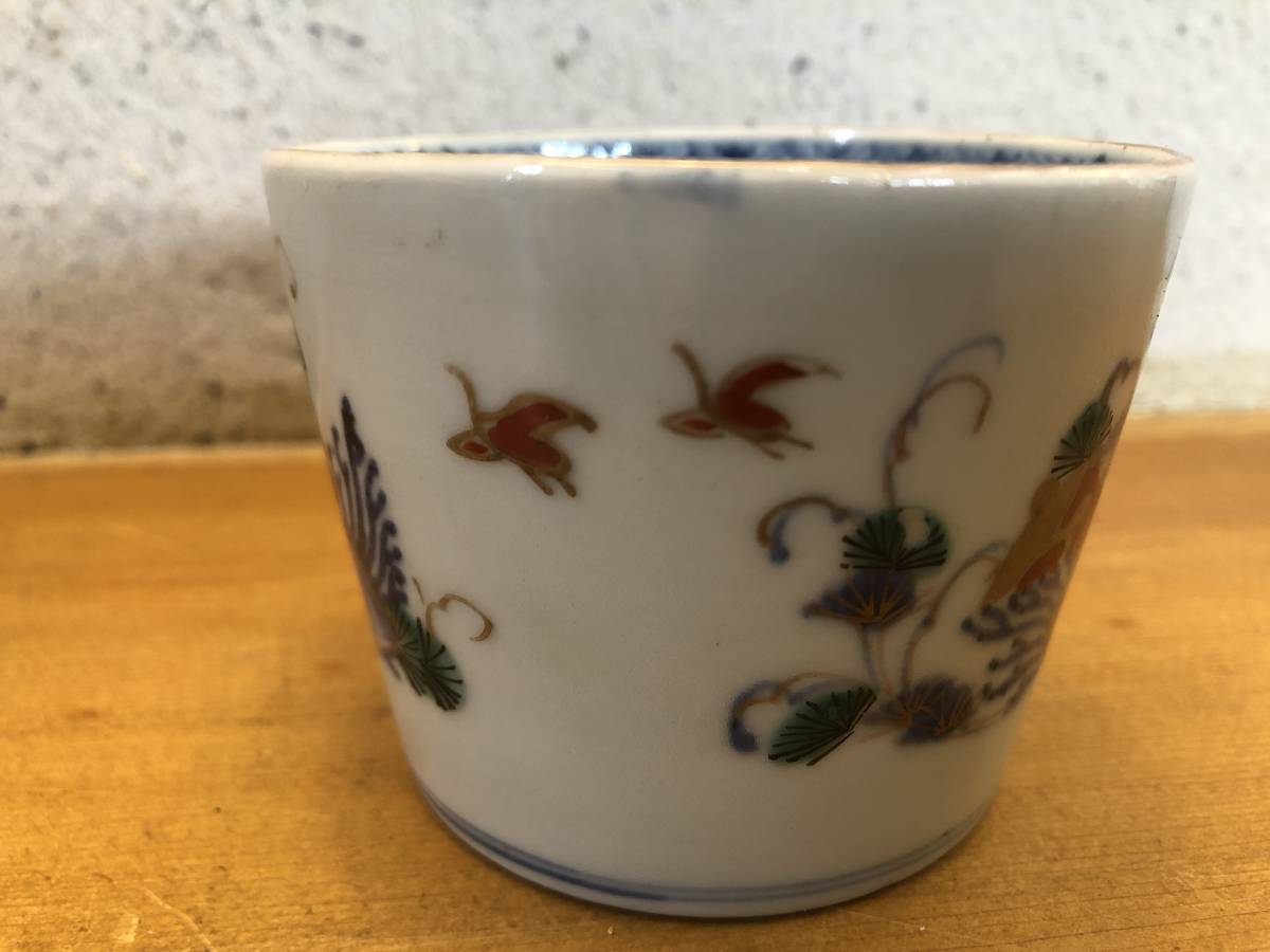 古伊万里 伊万里 色絵 金襴手 そば猪口 蕎麦猪口 江戸期 蔵出し 5客 