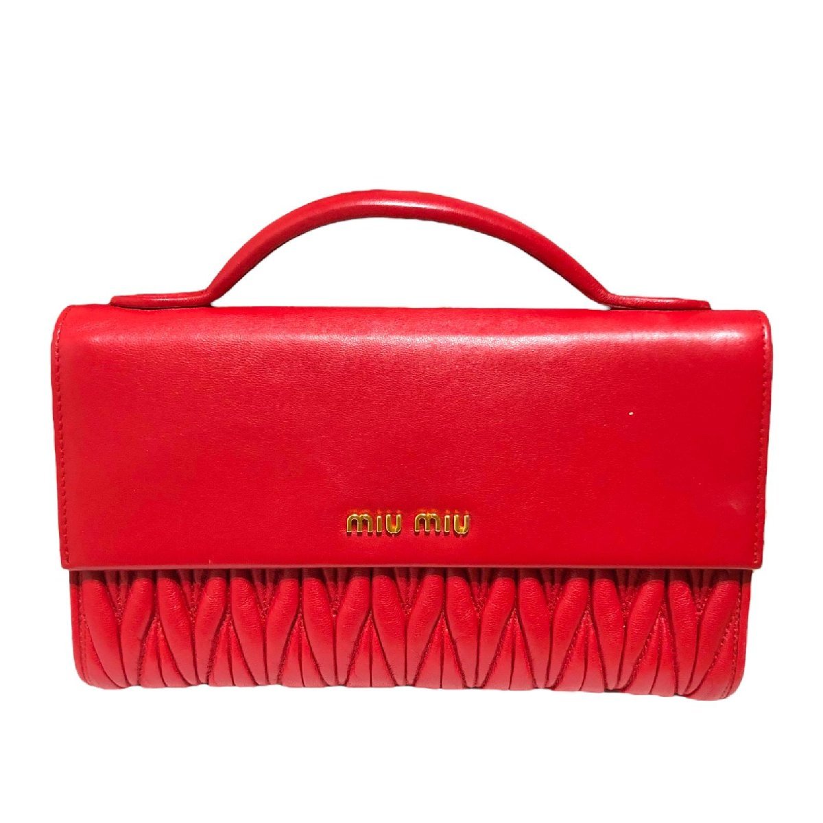 MIUMIU ミュウミュウ ウォレットバッグ レザー レッド 長財布 ミニ 