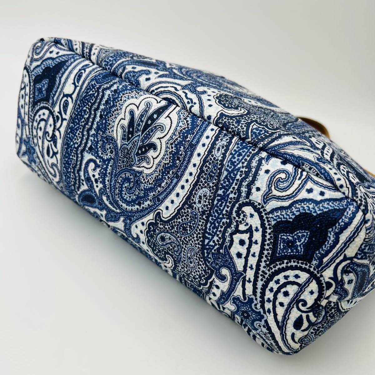 1円 【極美品】ETRO エトロ メンズ ペイズリー柄 PVC レザー 本革 