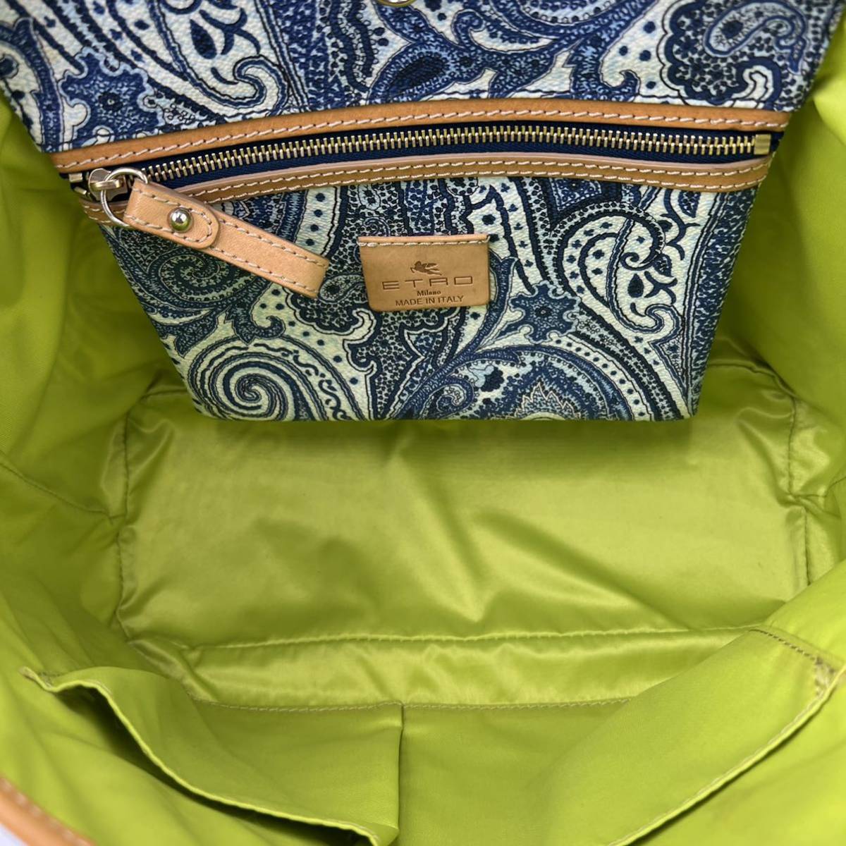 1円 【極美品】ETRO エトロ メンズ ペイズリー柄 PVC レザー 本革 