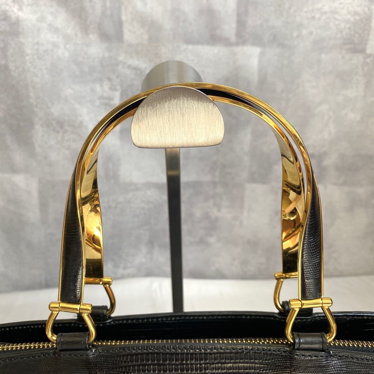 極美品 WAKO ワコウ 銀座 和光 黒 ブラック リザード革 レザー 