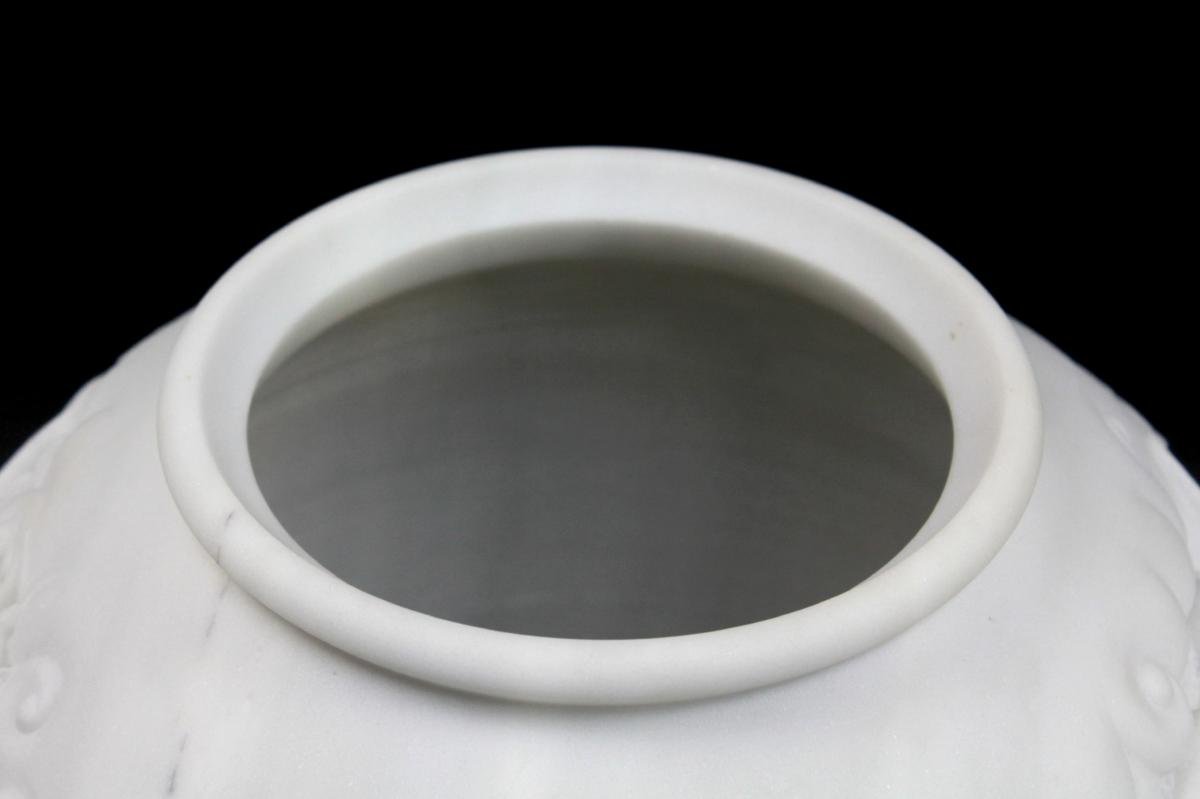 大理石製 壺 ツボ 龍彫刻 全高245mm 重さ11.6kg 統一教会(東洋彫刻