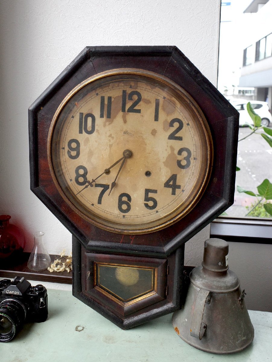○1800年後期USA製E.N.WELCH Mfg.co ウエルチ社 八角掛け時計