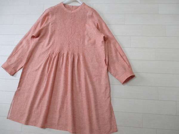 大きいサイズLL 未使用/ハルメク*halmek 麻綿ピンタックチュニック