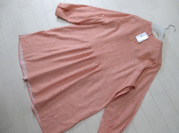 大きいサイズLL 未使用/ハルメク*halmek 麻綿ピンタックチュニック