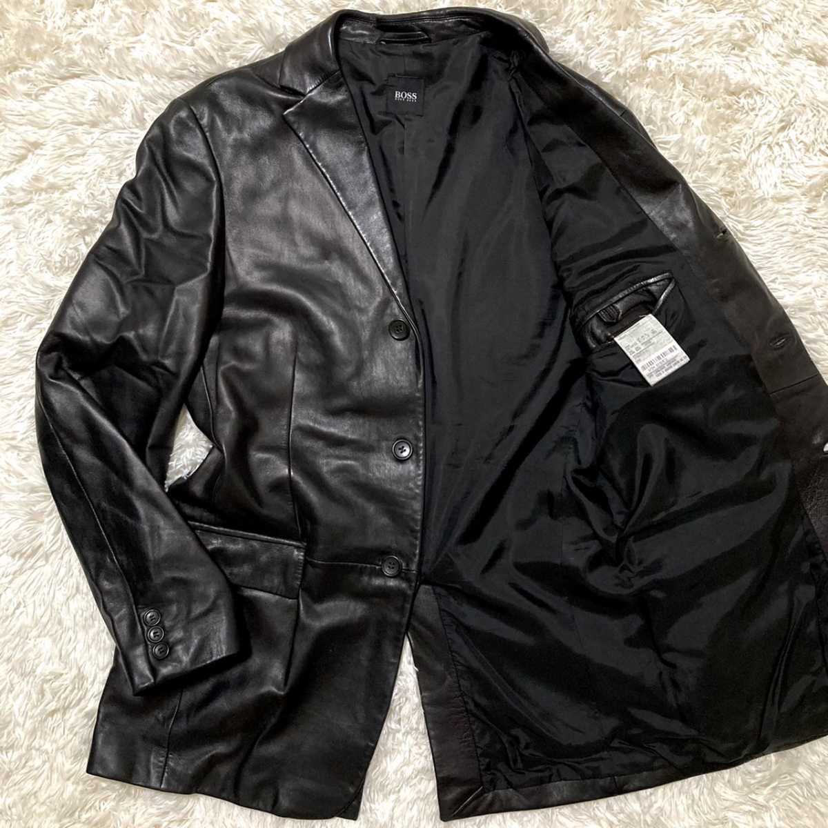 美品 HUGO BOSS ヒューゴボス ラムレザー フライトジャケット
