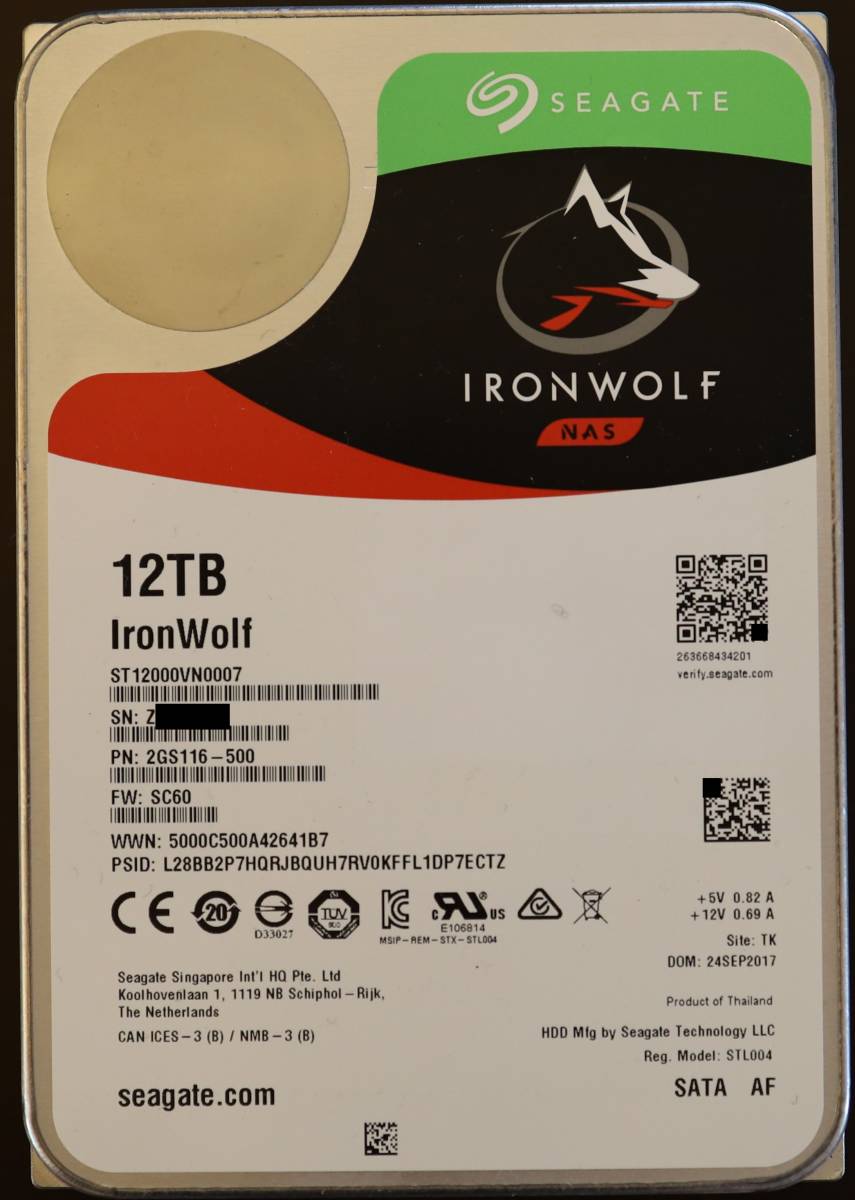 Seagate 12TB HDD 中古 使用少な目 Seagate IRONWOLF 【公式通販】