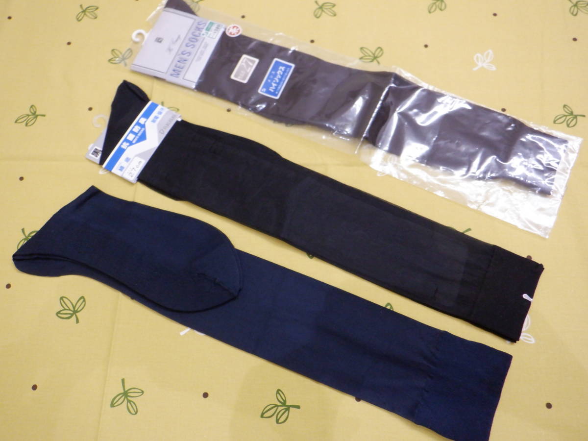 大得価，お得 メンズ シースルー ハイソックス 大き方用 27㎝ 黒＆紺＆茶 3足set ナイロン100％ハイゲージ 光沢透明感 紳士靴下(セット、まとめ売り)｜売買されたオークション情報、yahooの商品情報をアーカ セット、まとめ売り