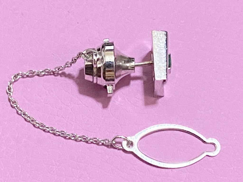 K14WG エメラルド タイタック 14金 ホワイトゴールド タイピン 約 11mm