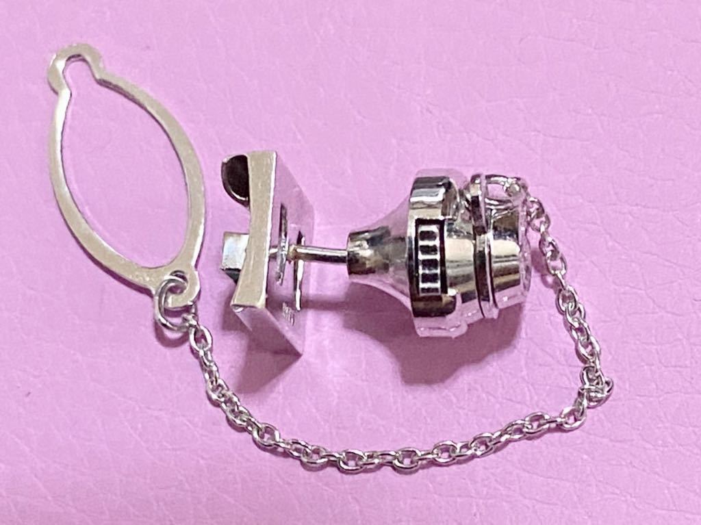 K14WG エメラルド タイタック 14金 ホワイトゴールド タイピン 約 11mm