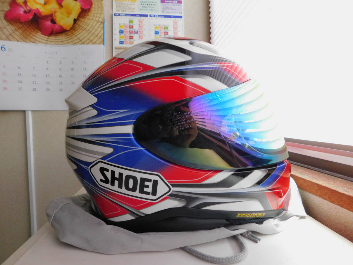 美品 SHOEI Z-7 RUMPUS TC-1 (RED/WHITE) Lサイズ 2018年製 ミラー 