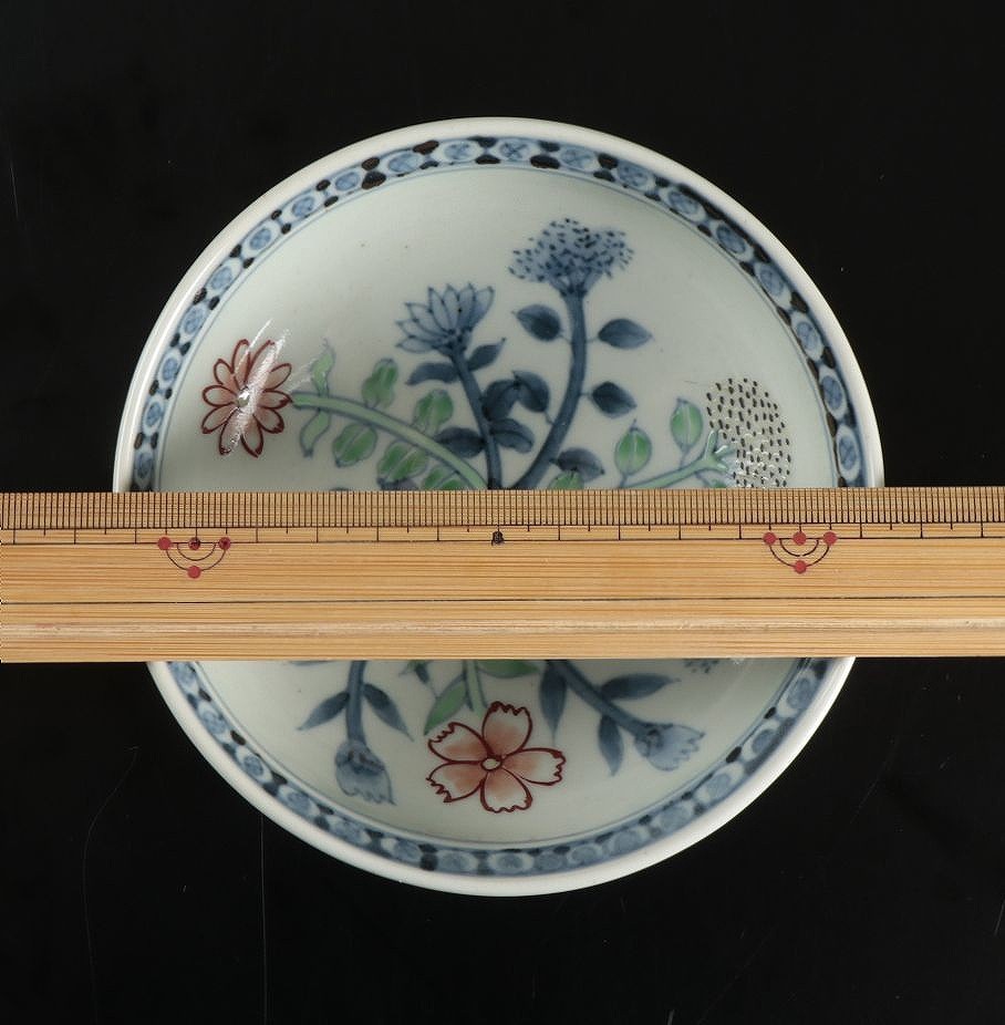 □佐藤走波作 染付染錦花図 鉢 小皿 向付 5客 直径約13㎝□A163 【公式