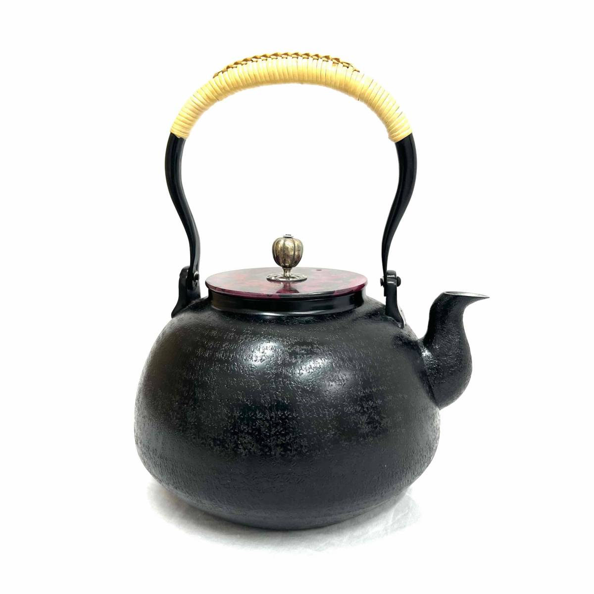 旭松堂造 銅瓶 湯沸し 銀摘斑紫銅蓋 茶器 茶道具 940g アンティーク