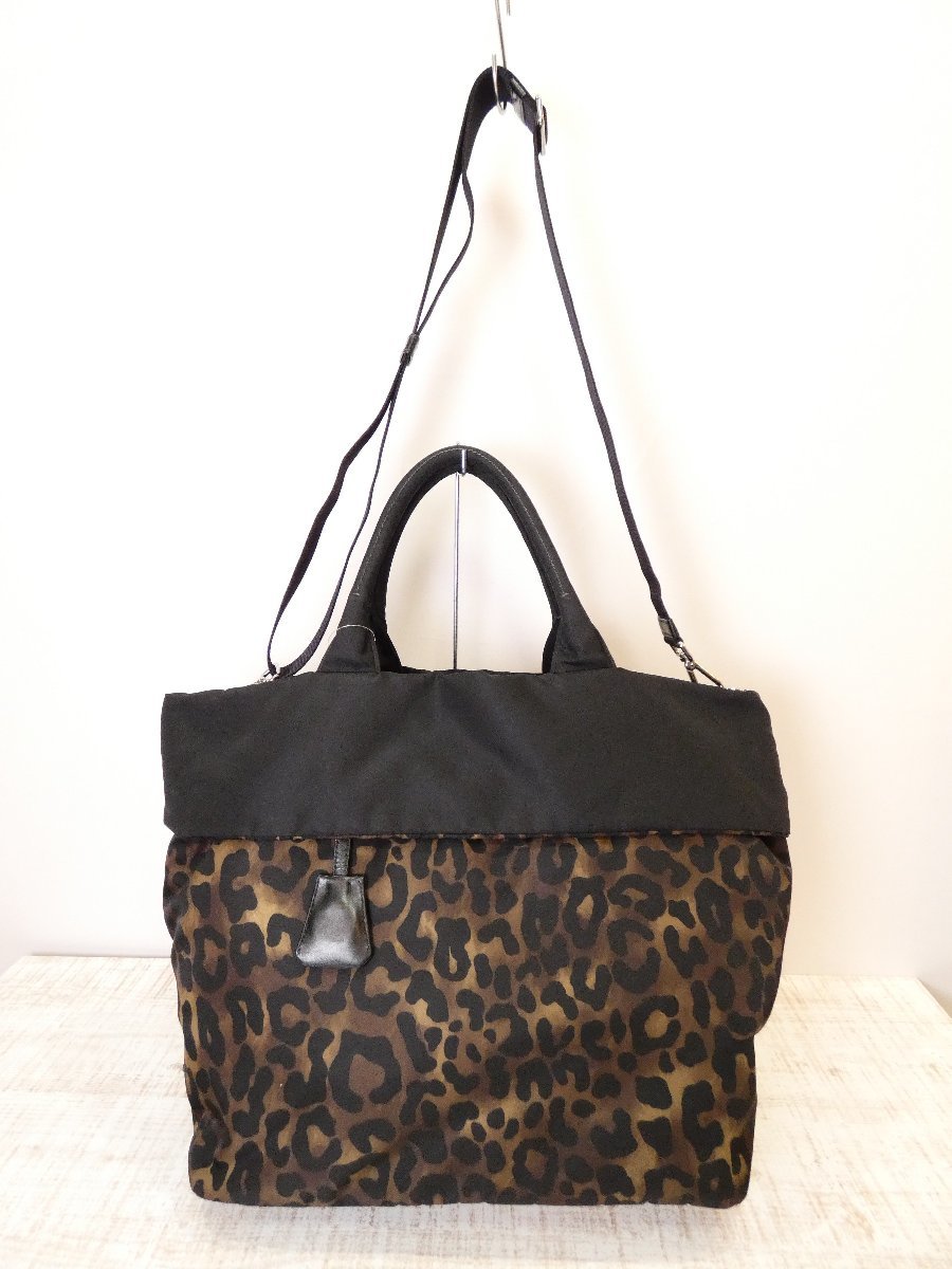 大得価，100%新品 プラダ PRADA BN1959 テスートナイロン リバーシブル 斜め掛け 2WAY ハンドバッグ ショルダー トート L's/黒豹柄/Ｓランク e2B00(ハンドバッグ)｜売買されたオークション情報、yahooの商品情報を かばん、バッグ