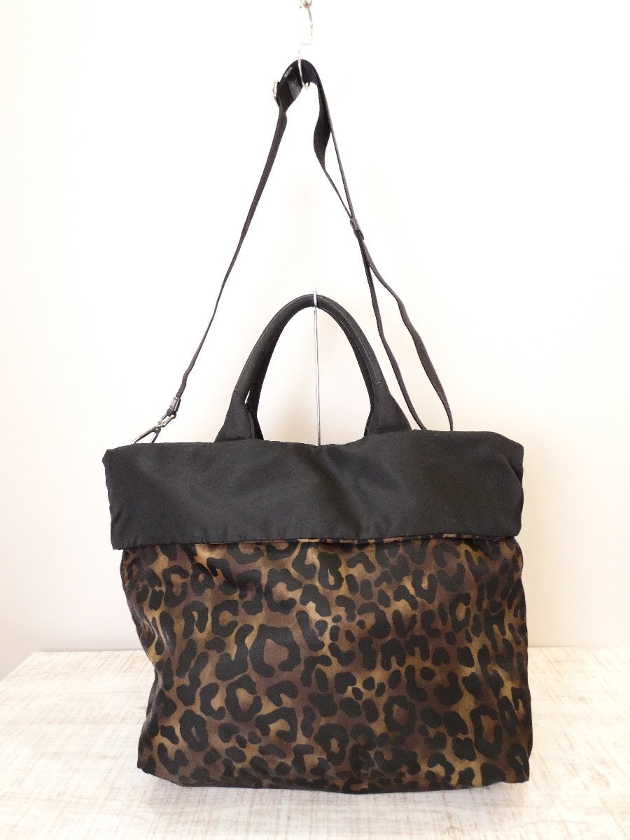 プラダ PRADA BN1959 テスートナイロン リバーシブル 斜め掛け 2WAY ハンドバッグ ショルダー トート【L's/黒豹柄/Ｓランク】e2B00 PRADA プラダ リバーシブル (プラダ) ナイロントートバッグ プラダ&frasl;テスートダブル&frasl;ナイロン